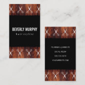 Rustiek hout zwart met schaarpatroon visitekaartje (Voorkant / Achterkant)