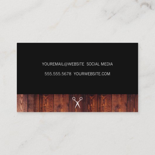 Rustiek Hout Zwart met Shear Logo Visitekaartje (Achterkant)