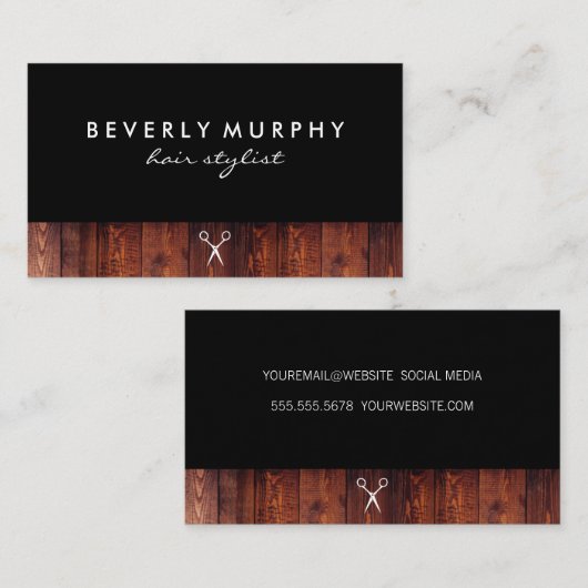 Rustiek Hout Zwart met Shear Logo Visitekaartje (Voorkant / Achterkant)