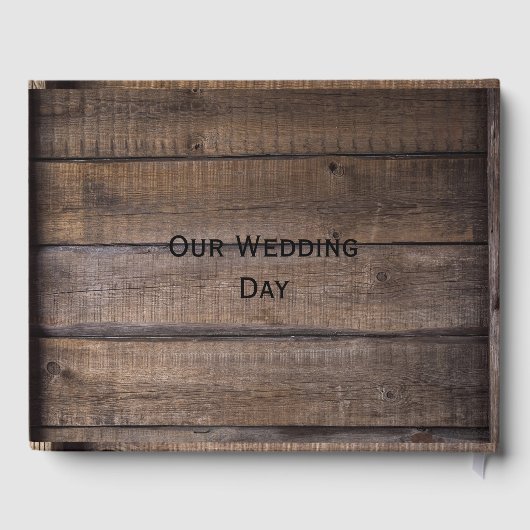 Rustiek hout zwart monogram bruiloft gastenboek (Achterkant)