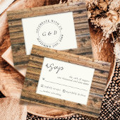 Rustiek Hout Zwart Wit Ivoor Elegant Huwelijk RSVP