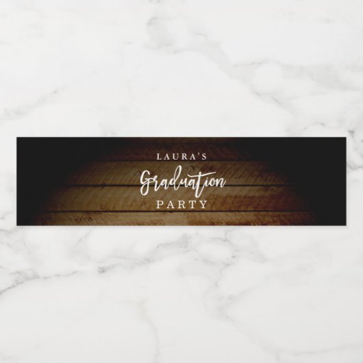 Rustiek Houten Afstudeerfeest Waterfles Label Waterfles Etiket (Enkel label)