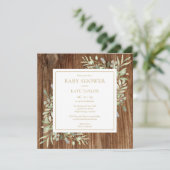 Rustiek houten Baby shower | Strooi groen Kaart (Staand voorkant)