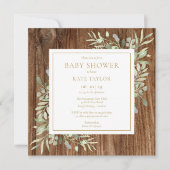 Rustiek houten Baby shower | Strooi groen Kaart (Voorkant)
