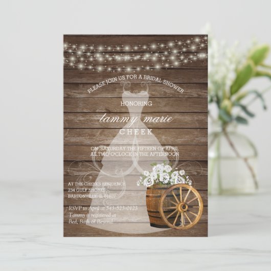 Rustiek Houten Barrel Vrijgezellenfeest met Witte Kaart (Staand voorkant)