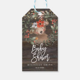 rustiek houten beer baby shower labels cadeaulabel
