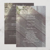 Rustiek Houten Bloem Bruiloft Ceremonie Programma (Voorkant / Achterkant)