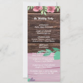 Rustiek Houten Bloemen Script Trouwprogramma Kaart (Achterkant)