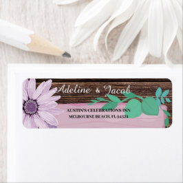 Rustiek Houten Bloemen Trouwadres Etiket