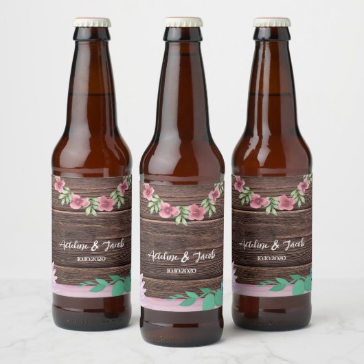 Rustiek houten Bloemen Wijn Fles label Bier Etiket (Flessen)