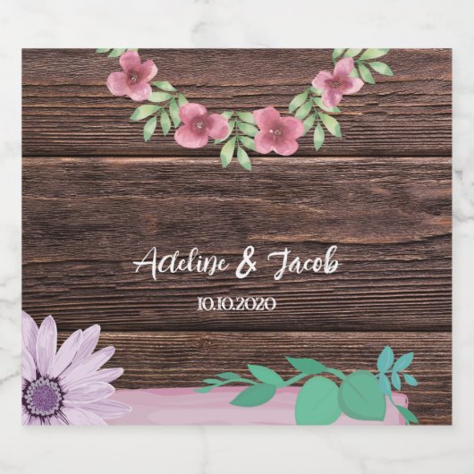 Rustiek houten Bloemen Wijn Fles label Bier Etiket (Enkel label)