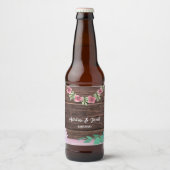 Rustiek houten Bloemen Wijn Fles label Bier Etiket (Voorkant)