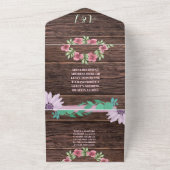 Rustiek houten bloemenscript all in one uitnodiging (Buitenkant)