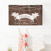Rustiek houten blush lint baby shower spandoek (Insitu)