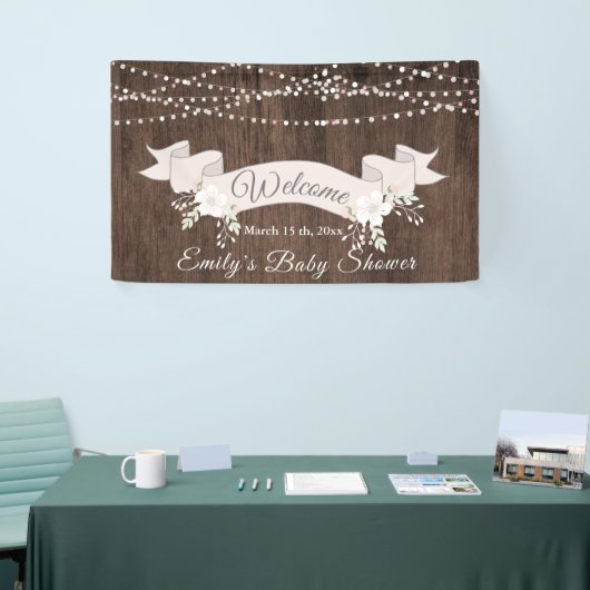 Rustiek houten blush lint baby shower spandoek (Beurs)
