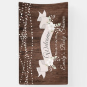 Rustiek houten blush lint baby shower spandoek (Verticaal)