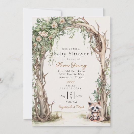 Rustiek houten boog Baby shower Kaart (Voorkant)
