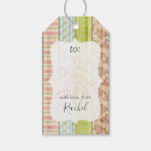 Rustiek Houten Cottage Bloemen Roze Gepersonalisee Cadeaulabel (Voorkant)
