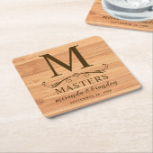 Rustiek houten decor Initiaal gepersonaliseerd Kartonnen Onderzetters (Schuin)