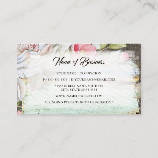 Rustiek Houten Flora Antiek Shop  Restauratie Visitekaartje (Achterkant)