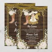 Rustiek houten gouden Mexicaanse Charro juffrouw Q Kaart (Voorkant / Achterkant)