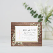 Rustiek Houten Groen Christelijke Begrafenis Bedankkaart (Staand voorkant)