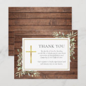 Rustiek Houten Groen Christelijke Begrafenis Bedankkaart (Voorkant / Achterkant)