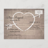Rustiek Houten Hart Elegant Bruiloft RSVP Briefkaa Uitnodiging Briefkaart (Achterkant)