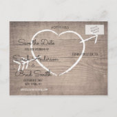 Rustiek Houten Hart Elegant SAVE THE DATE Briefkaa Aankondigingskaart (Achterkant)