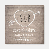 Rustiek Houten Hart Elegant SAVE THE DATE Magnet (Voorkant)