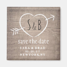 Rustiek Houten Hart Elegant SAVE THE DATE Magnet