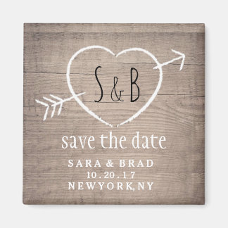 Rustiek Houten Hart Elegant SAVE THE DATE Magnet