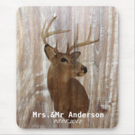 Rustiek houten hert De jacht is voorbij de heer en Muismat