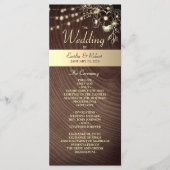 Rustiek Houten Huwelijksprogramma met Sliertverlic Programmakaart (Voorkant)