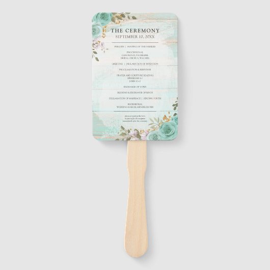 Rustiek Houten Huwelijksprogramma & Partij Lijst H Handwaaier (Voorkant)