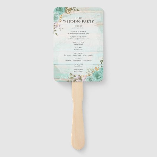 Rustiek Houten Huwelijksprogramma & Partij Lijst H Handwaaier (Achterkant)