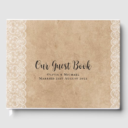 Rustiek Houten Kant Custom Branded Gastenboek (Voorkant)
