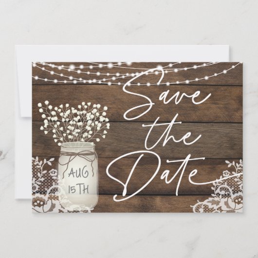 Rustiek Houten Kant Land Save The Date (Voorkant)