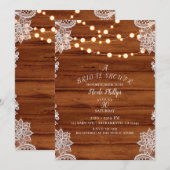 Rustiek Houten Kant & String Lights Vrijgezellenfe Kaart (Voorkant / Achterkant)