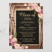 Rustiek Houten Land Bloemen Stijl Afstuderen Kaart (Voorkant / Achterkant)