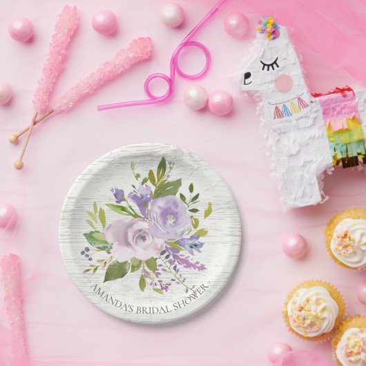 Rustiek Houten Lavendelbloemen Douche 7" Bord (Feest)