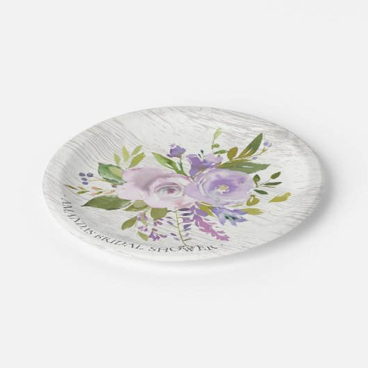 Rustiek Houten Lavendelbloemen Douche 7" Bord (Gekanteld)