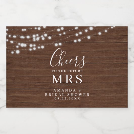 Rustiek Houten Mini Vrijgezellenfeest Mousserende  Sparkling Wijnetiket (Enkel label)