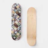 Rustiek houten modern kleurrijk blokpatroon persoonlijk skateboard (Voorkant)