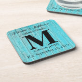 Rustiek Houten Monogram Initiaal Familienaam Bier Onderzetter (Linkerzijde)