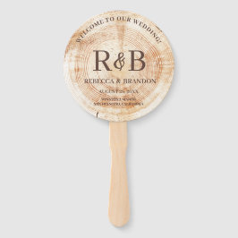 Rustiek Houten Monogram Namen Huwelijksceremonie Handwaaier