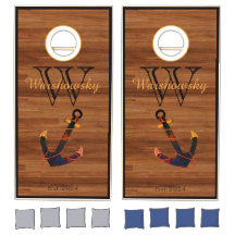 Rustiek Houten Nautische Ankerfamilie Monogram