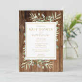 Rustiek Houten Neutraal Baby shower | Bestrooien Kaart (Staand voorkant)