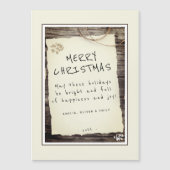 Rustiek Houten Oud Papier Script Vrolijk Kerstfees (Voorkant)