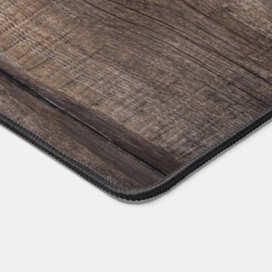 Rustiek Houten Patroon Monogram Script Naam Jaar Bureaumat (Hoek)